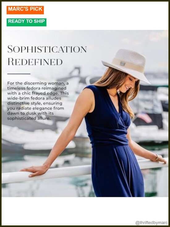 UPF 50+ Wide Brim Fedora Sun Hat Packable Adjustable main image 4